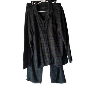 Pendleton Men's L REG Plaid Flannel Pajama‎ Set Long Sleeve Button Up Pants